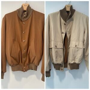 Vintage Reversible Men’s Bomber Jacket Brown Beige Size Medium JP